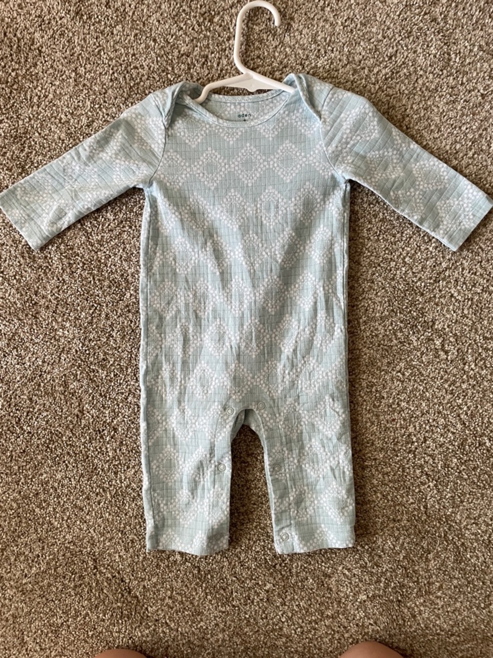 aden + anais Light Blue Geometric Print Long-Sleeve Footie